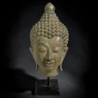 Bronze Buddha Head Thailand 34 Cm     Southeast Asia Collectible 1980s