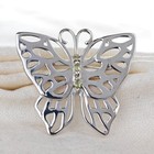 Peridot Butterfly Brooch Sterling Silver Natural Green Gemstone Handmade Boxed