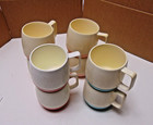 Vtg Mcm Bopp-decker Atomic Age Mug Cup Mid Century Modern Pastel Colors Set Of 8