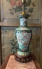 Magnificent Large Chinese Famille Verte Porcelain Vase Lamp 19th Century
