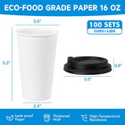 Racetop 16 Oz 100 Pack Disposable Paper Coffee Cups With Lids  Paper Cups With L