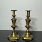 Pair Antique English Brass Candlesticks Push Ejectors Early Victorian C1850 10 