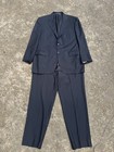 Vintage Canali 38r 2 Piece Suit Navy  Microcheck Wool Made In Italy 38x33