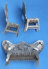 Vintage Metal Dollhouse Miniature Furniture Set Stylized Sofa Chairs Patio