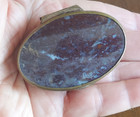 Antique English Gold Gilt Purple Agate Snuff   Pill Box
