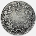 1928 Canada 25 Cents Quarter King George V 80  Silver  9 Melt 