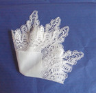 1920s 30s-french-white  Antique bridal H chief-hand-worked bobbin Lace Border