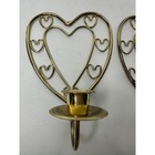 Vintage Gold Tone Heart Wall Sconces Set Of 2 Candle Holders Romantic Decor