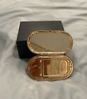 Vtg  1930 s Lucien Lelong 14k Gold Plated Marked Oval Make-up Mirror Compact