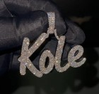 Any 4 Custom Letter Name Initial Number Real Moissanite Mens Pendant Silver