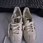 Adidas Samba White Brown Striped Low Top Soccer Sneaker Athletic Shoes
