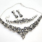 Gray And Clear Rhinestone Jewelry Set  Necklace Bracelet Earrings   Homecoming