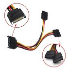 2x Sata Power 15 Pin Y Splitter Cable Adapter Male To Female For Hdd Hard Drive