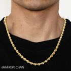 14k Yellow Gold 6mm Solid D cut Rope Chain Bracelet Size 7 -9 