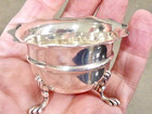 Antique Signed Sterling Silver English Hallmarks 926 Salt Cellar With Claw Feet