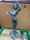 Art Nouveau Female Figure 30cm Blue Green Bronze Style Collectible