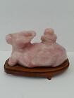 Antique Chinese Carved Rose Quartz Staue Of A Child   Ox