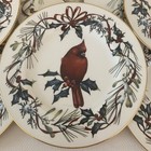 Lenox Winter Greetings Luncheon Plate Set 8 Birds Cardinal Finch Chickadee Tags