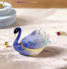 Jwt Astyle Elegant Blue White Swan Jewelry Box Hinged Trinket Blue-pearl 