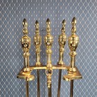 Vintage Freestanding Fireplace Tool Set Gold Brass Tone Metal Ornate Cameo 31 