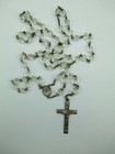 Vintage Sterling Silver Clear Crystal Glass Beaded Crucifix Rosary 28    6  137f