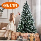 Artificial Christmas Tree Snow Flocked 4 5 6 7ft Pine Cone Holiday Xmas Indoor