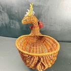 Vintage Avon Wicker Reindeer Basket Rattan Christmas Deer Planter Menagerie Bowl