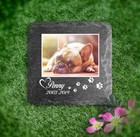Personalised Pet Memorial Grave Marker Grey Natural Slate Stone 15x15cm 10x10 Cm