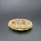 Vintage Gold Tone Mini Traveling Sewing Kit   Box Floral Collectible 2 25 l