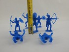 Vintage Blue Plastic Native American Indian Toy Figures Lot 2 Inch 1950s 60s