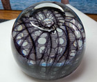 Tom Philabaum Handblown Art Glass Paperweight Reptilian Eye 3 5  Signed 1991