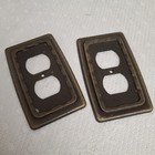 Vintage Brass Or Bronze Ornate Single Gang Wall Plate Outlet Covers Set lot Of 2