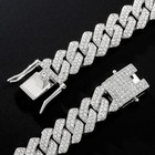 White Gold Plated Iced Cz Out Cuban Link Bracelet Chain 14mm Cuban Necklace