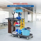 Commercial Janitorial Cart  3-shelf Rolling Housekeeping Cleaning Trolley Cart