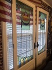 Pair  2  Victorian Stained Leaded Glass Double Entry Doors Excellent Cond