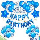 48pcs Blue Birthday Party Decorations Set With Happy Birthday Balloons Banner