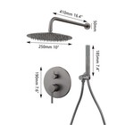 10  Shower Faucet Set Gun Metal Rainfall Spout Head Mixer Valve Hand Sprayer Tap