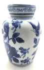 Vintage Chinese Porcelain Cobalt Blue   White Ginger Jar Roses   Butterflies