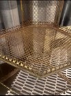 Vintage Gold Metal 3 Tier Corner Shelf Mesh Backing Mid Century Modern Wall