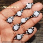 200pcs Wholesale Lot Moonstone Gemstone Small Ring 925 Sterling Silver Plated