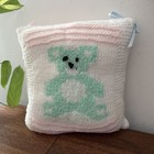 Vintage Handmade Nursery Baby Pillow Knit Bunny Bear Soft Gift Prop