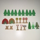 Wooden Thomas  Brio Track Accessory Lot Scenery Trees   Road Signs - Stop  Yield