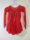 Professional Girls    Ice Skating Dress Age 6-8 Red With Rhinestones And Flowers