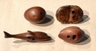 Carved Wood Netsuke Toggle  4  Dolphin Duck Snake Chick