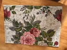 Vintage Barkcloth Cabbage Rose Pillow Cover Elegant