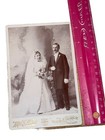 Antique 1800s Victorian Cabinet Card Photograph    couple Bride   Groom  1 Fun