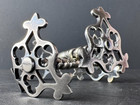 Pair Antique Victorian Era Ornate Silver Plated Gothic Revival Master Knife Rest