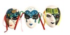 Venetian Style Mard   Gras Ceramic Mini Wall Masks Set Of 3 Colorful Glitter Acce