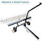 Heavy Duty 60 Inch Lawn Tractor Rake  Steel Frame  Pneumatic Tires  Lift Handle