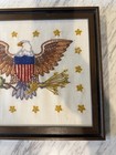 Vtg American Eagle Seal Crewel Embroidery Framed Patriotic Wall Decor 1970s  